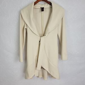 OS LAB Womens Jacket Size Small Cream Collared Long Sleeve Flare Cardigan